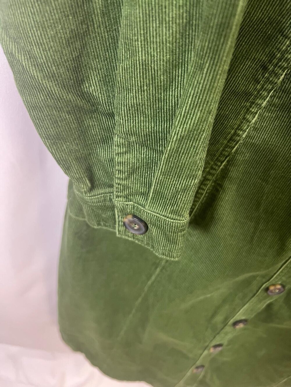 Boden Green Corduroy Shirt Dress with Belt US 12P Button Front - Picture 10 of 14